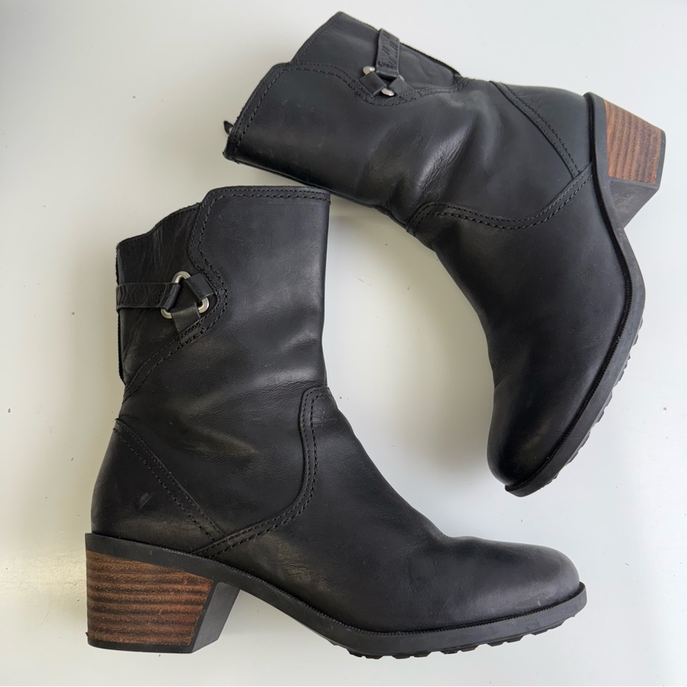 Teva Foxy Mid Boots Size 9 black leather heeled